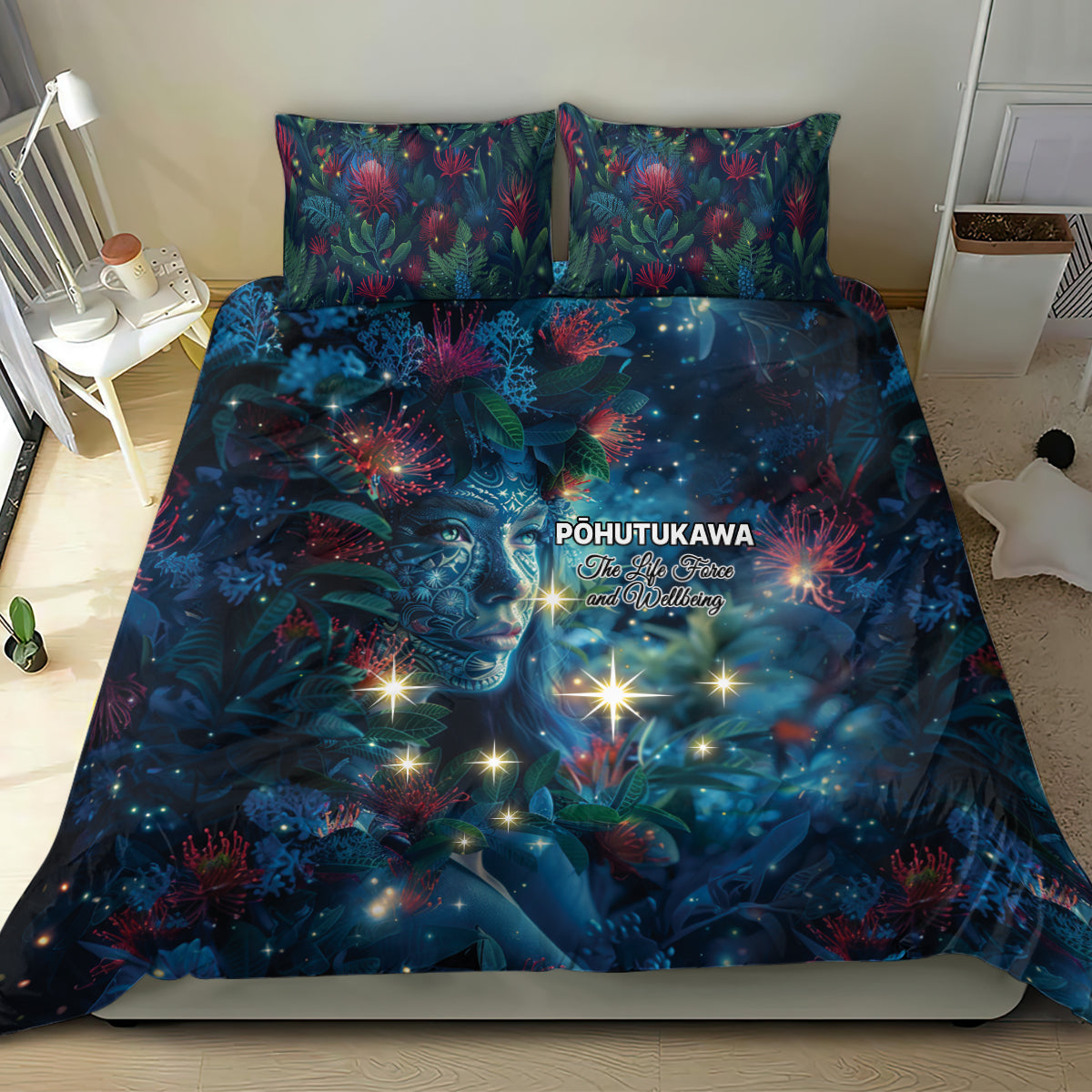 New Zealand Matariki Pohutukawa Bedding Set Te Mauri te Ora - Vibe Hoodie Shop