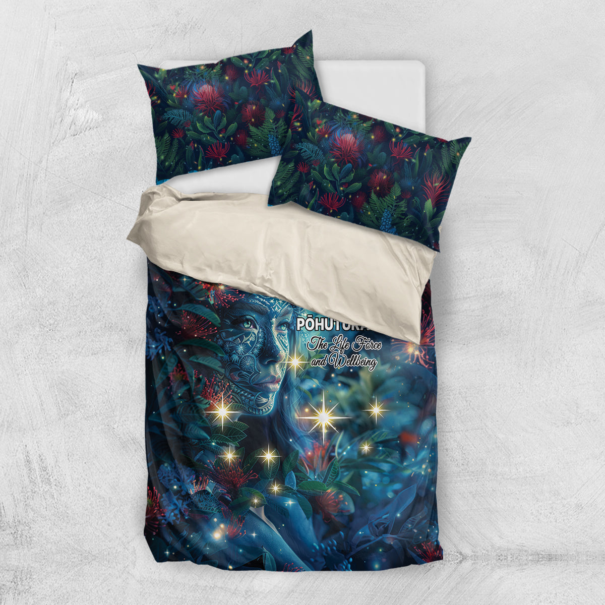 New Zealand Matariki Pohutukawa Bedding Set Te Mauri te Ora - Vibe Hoodie Shop