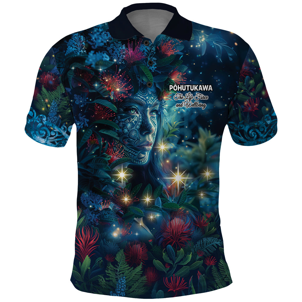 New Zealand Matariki Pohutukawa Polo Shirt Te Mauri te Ora LT9 - Vibe Hoodie Shop