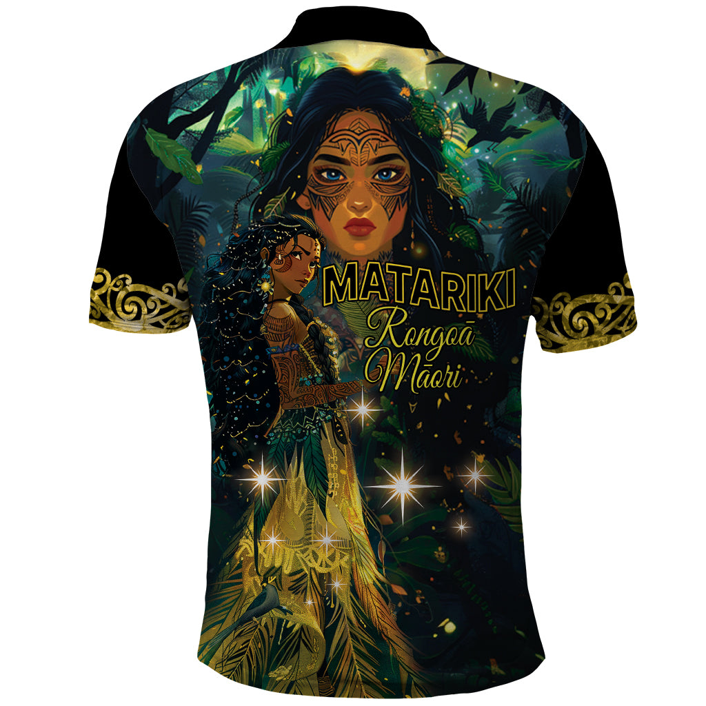 New Zealand Matariki Polo Shirt Rongo Mori Wellbeing and Good Luck LT9 - Vibe Hoodie Shop