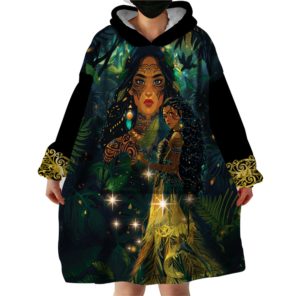 New Zealand Matariki Wearable Blanket Hoodie Rongo Mori Wellbeing and Good Luck - Vibe Hoodie Shop