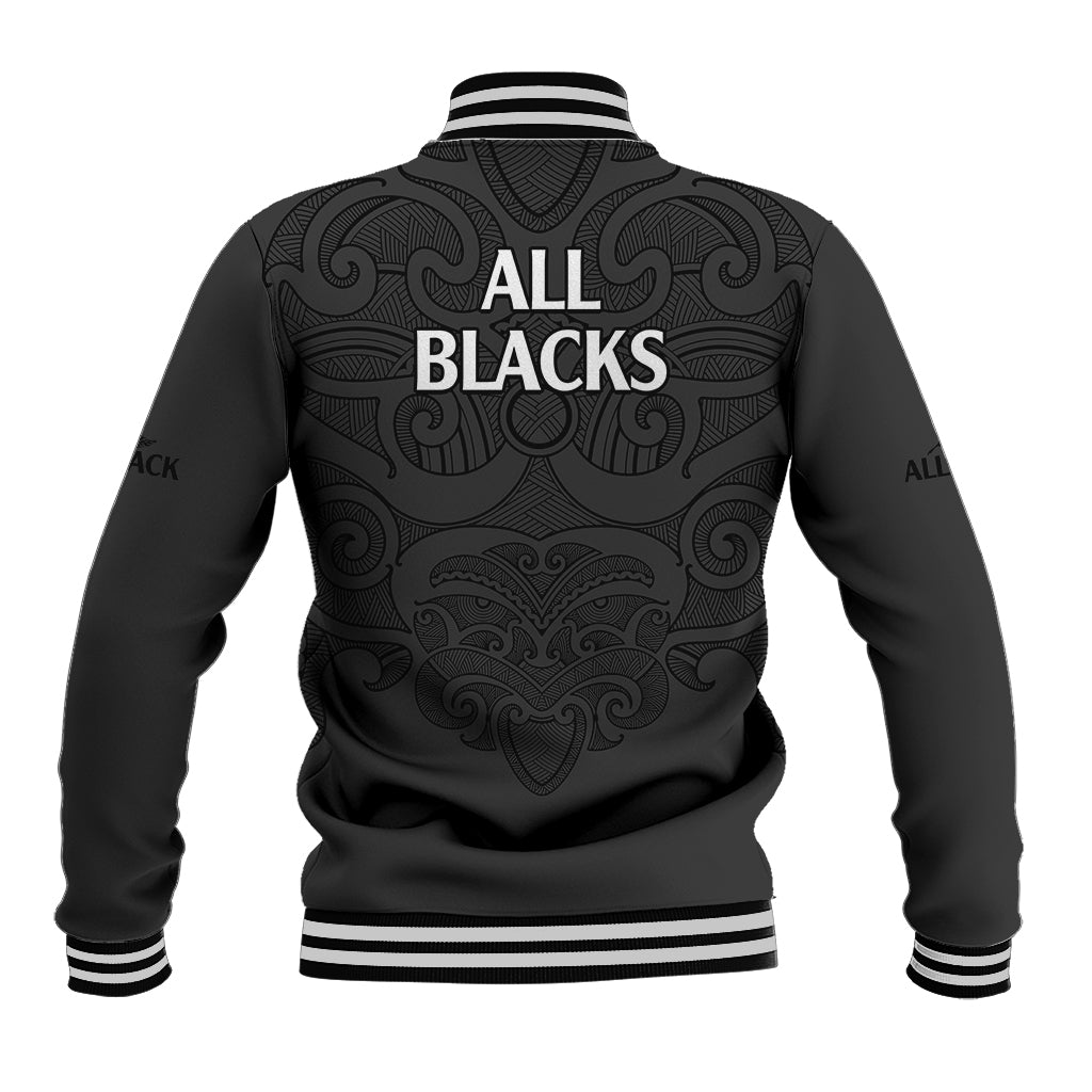 New Zealand Rugby Baseball Jacket All Black Fern with Maori Tribal Pattern - Vibe Hoodie Shop