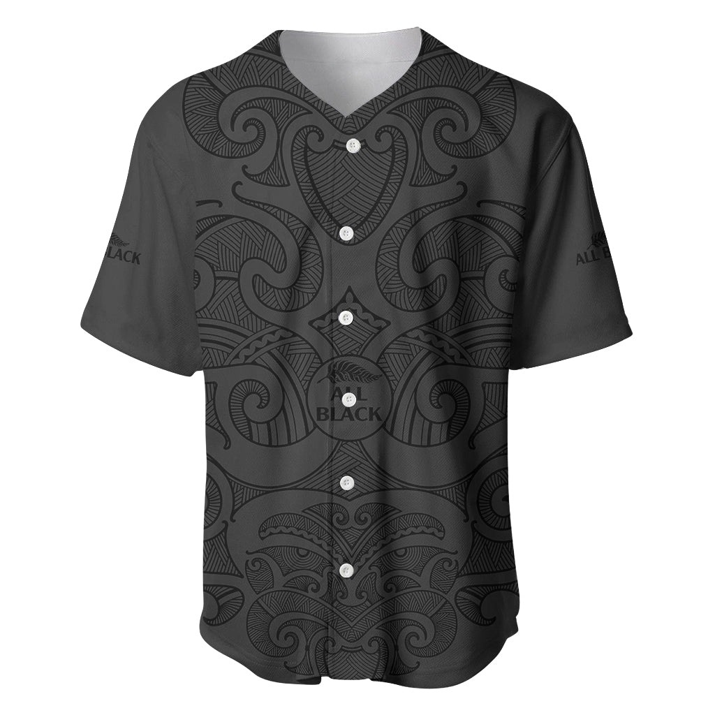 New Zealand Rugby Baseball Jersey All Black Fern with Maori Tribal Pattern - Vibe Hoodie Shop