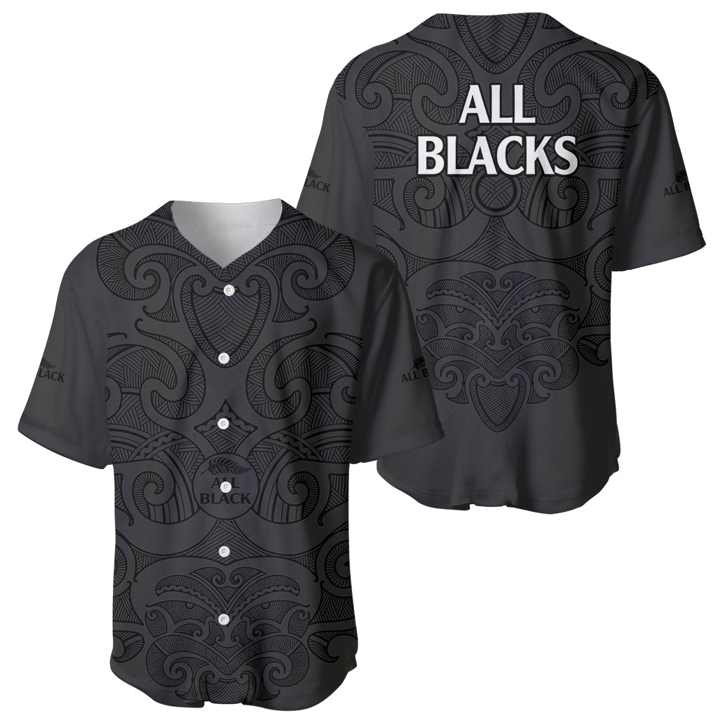 New Zealand Rugby Baseball Jersey All Black Fern with Maori Tribal Pattern - Vibe Hoodie Shop