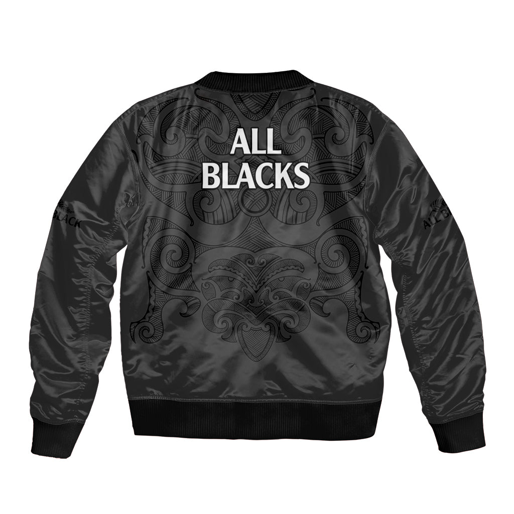 New Zealand Rugby Bomber Jacket All Black Fern with Maori Tribal Pattern - Vibe Hoodie Shop