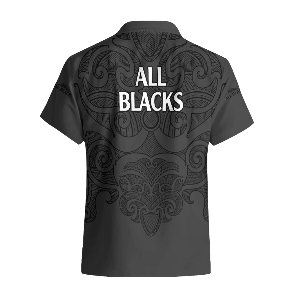 New Zealand Rugby Hawaiian Shirt All Black Fern with Maori Tribal Pattern - Vibe Hoodie Shop