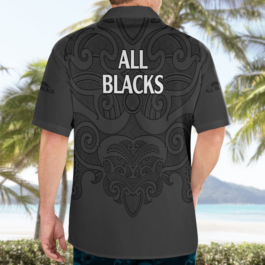 New Zealand Rugby Hawaiian Shirt All Black Fern with Maori Tribal Pattern - Vibe Hoodie Shop