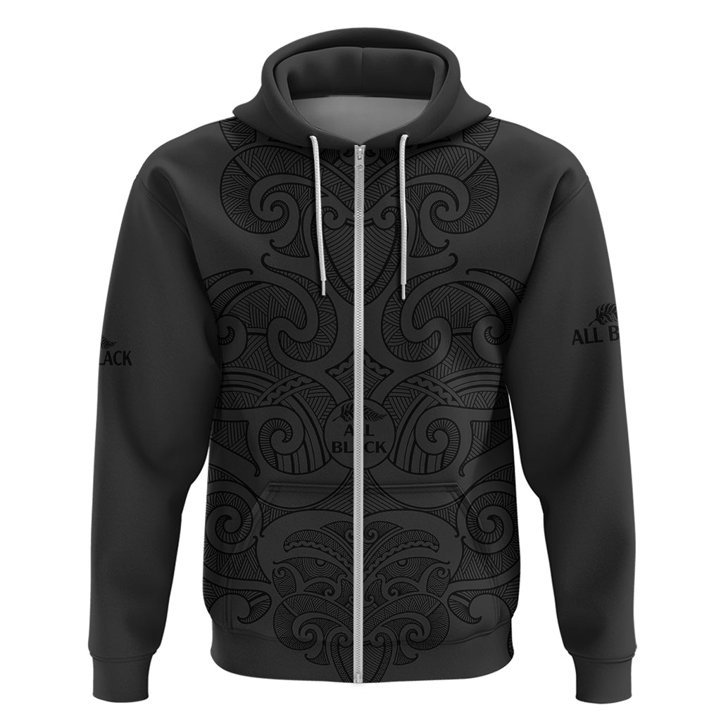 New Zealand Rugby Hoodie All Black Fern with Maori Tribal Pattern LT9 - Vibe Hoodie Shop