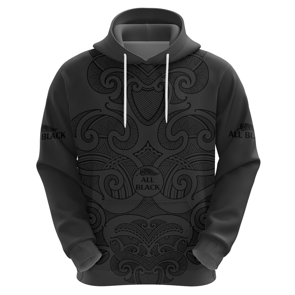 New Zealand Rugby Hoodie All Black Fern with Maori Tribal Pattern LT9 - Vibe Hoodie Shop