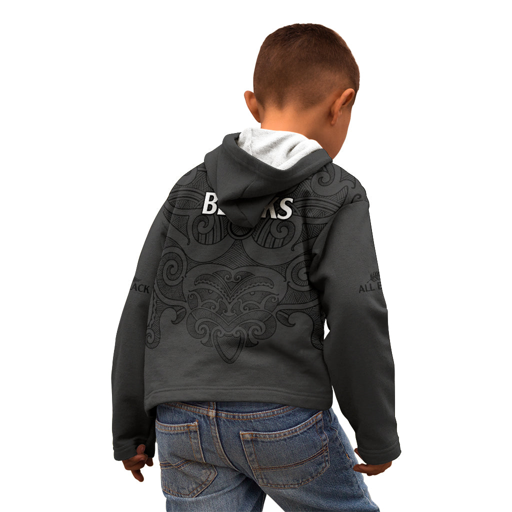 New Zealand Rugby Kid Hoodie All Black Fern with Maori Tribal Pattern - Vibe Hoodie Shop