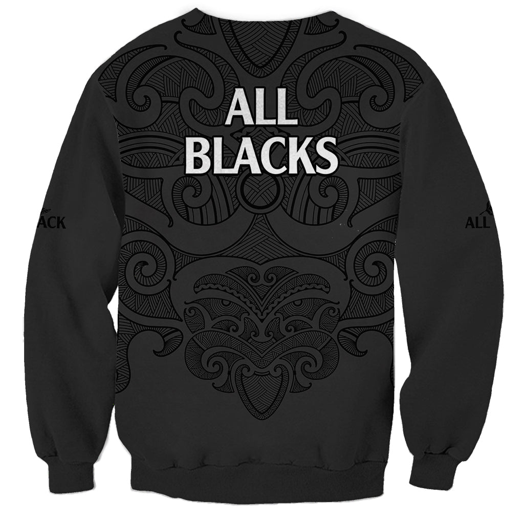 New Zealand Rugby Sweatshirt All Black Fern with Maori Tribal Pattern - Vibe Hoodie Shop