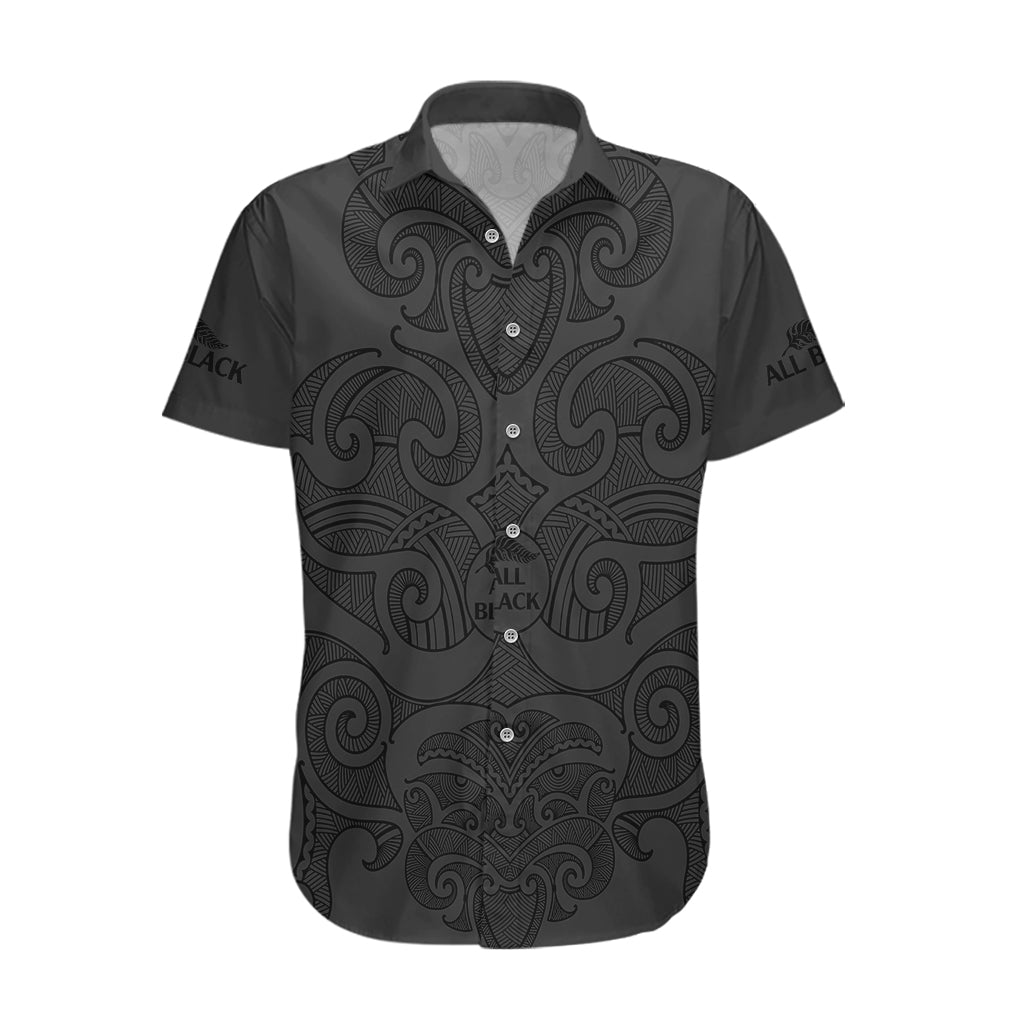 (Custom Text And Number) New Zealand Rugby Hawaiian Shirt All Black Fern with Maori Tribal Pattern - Vibe Hoodie Shop