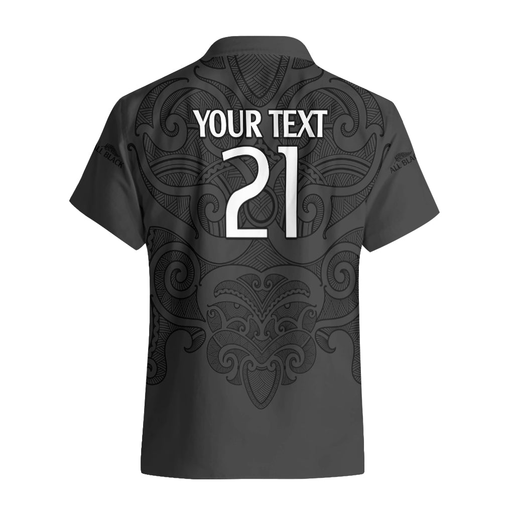 (Custom Text And Number) New Zealand Rugby Hawaiian Shirt All Black Fern with Maori Tribal Pattern - Vibe Hoodie Shop