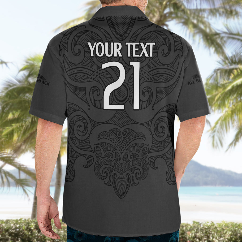 (Custom Text And Number) New Zealand Rugby Hawaiian Shirt All Black Fern with Maori Tribal Pattern - Vibe Hoodie Shop