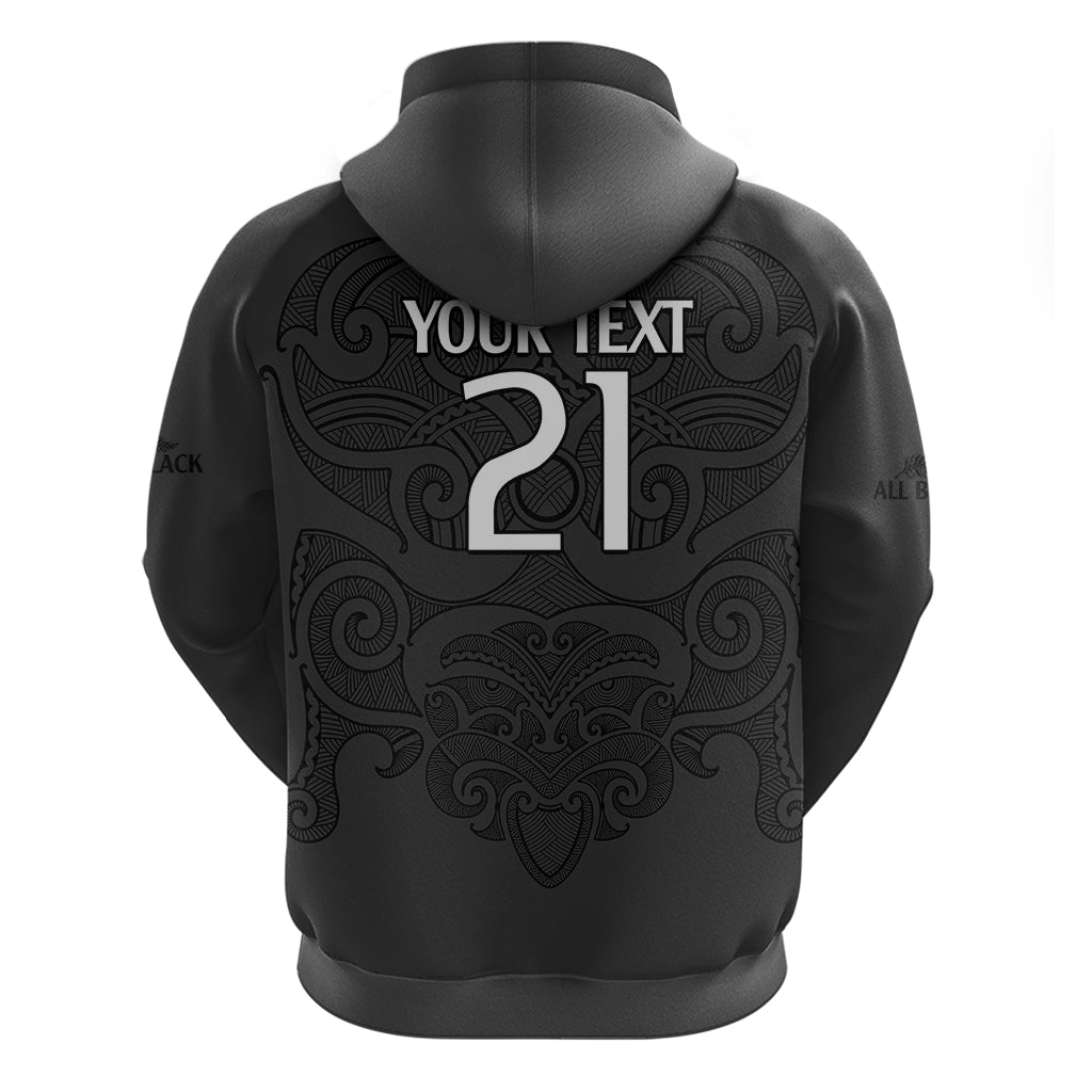 (Custom Text And Number) New Zealand Rugby Hoodie All Black Fern with Maori Tribal Pattern LT9 - Vibe Hoodie Shop