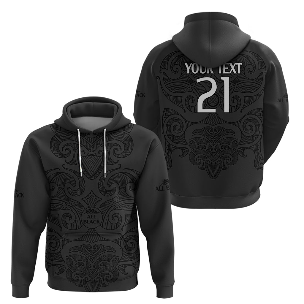 (Custom Text And Number) New Zealand Rugby Hoodie All Black Fern with Maori Tribal Pattern LT9 - Vibe Hoodie Shop