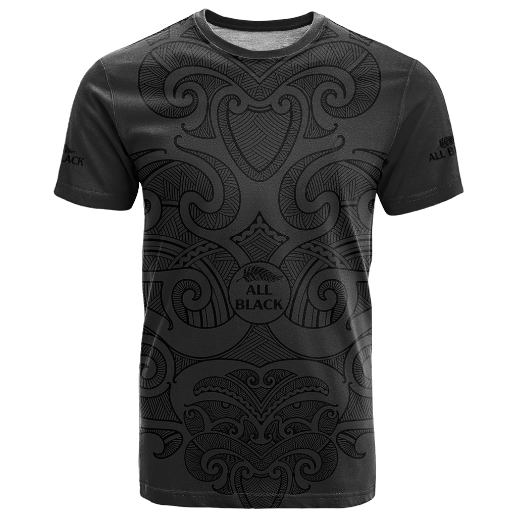 (Custom Text And Number) New Zealand Rugby T Shirt All Black Fern with Maori Tribal Pattern LT9 - Vibe Hoodie Shop