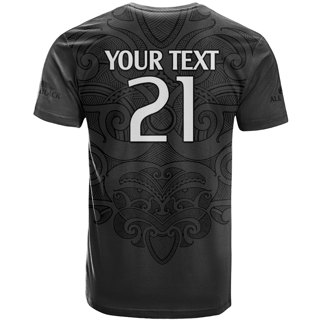 (Custom Text And Number) New Zealand Rugby T Shirt All Black Fern with Maori Tribal Pattern LT9 - Vibe Hoodie Shop