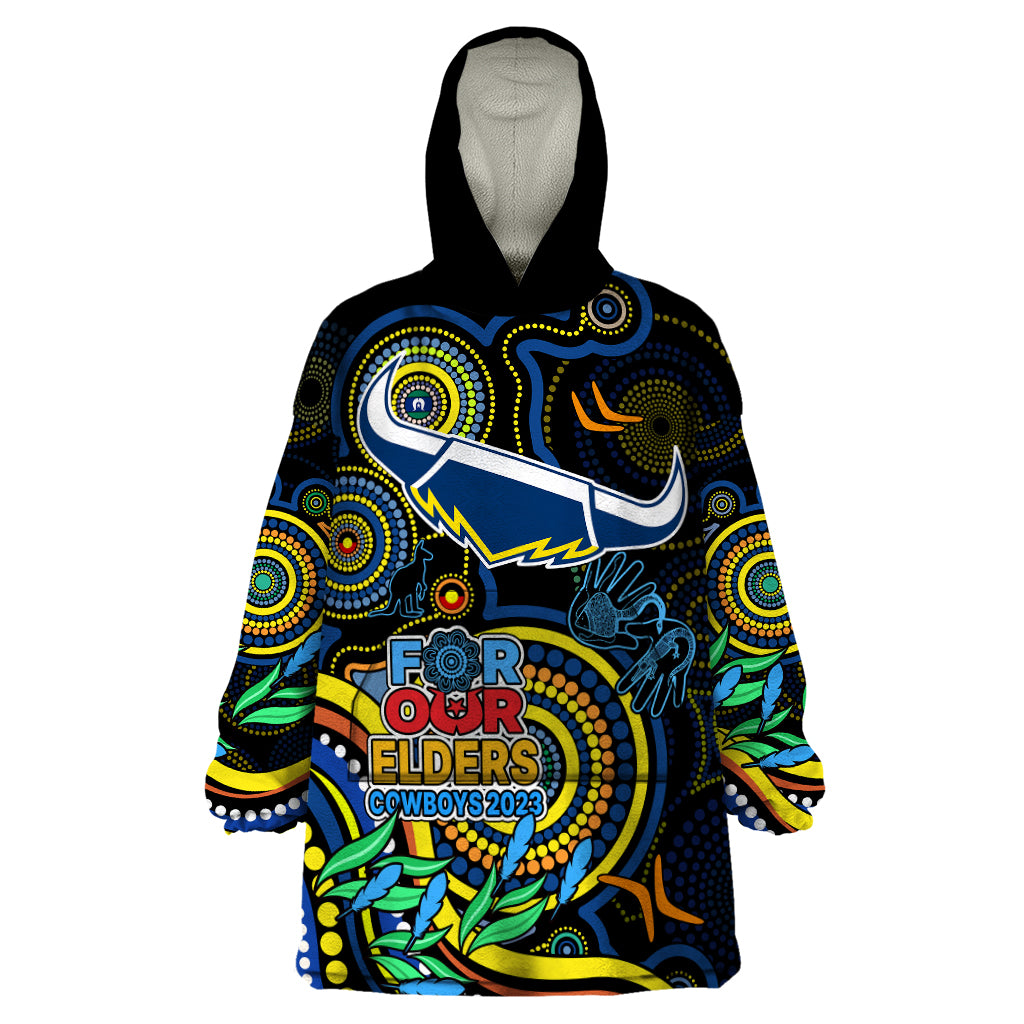 Cowboys Rugby Aboriginal Art Wearable Blanket Hoodie NAIDOC Indigenous Tribal - Vibe Hoodie Shop