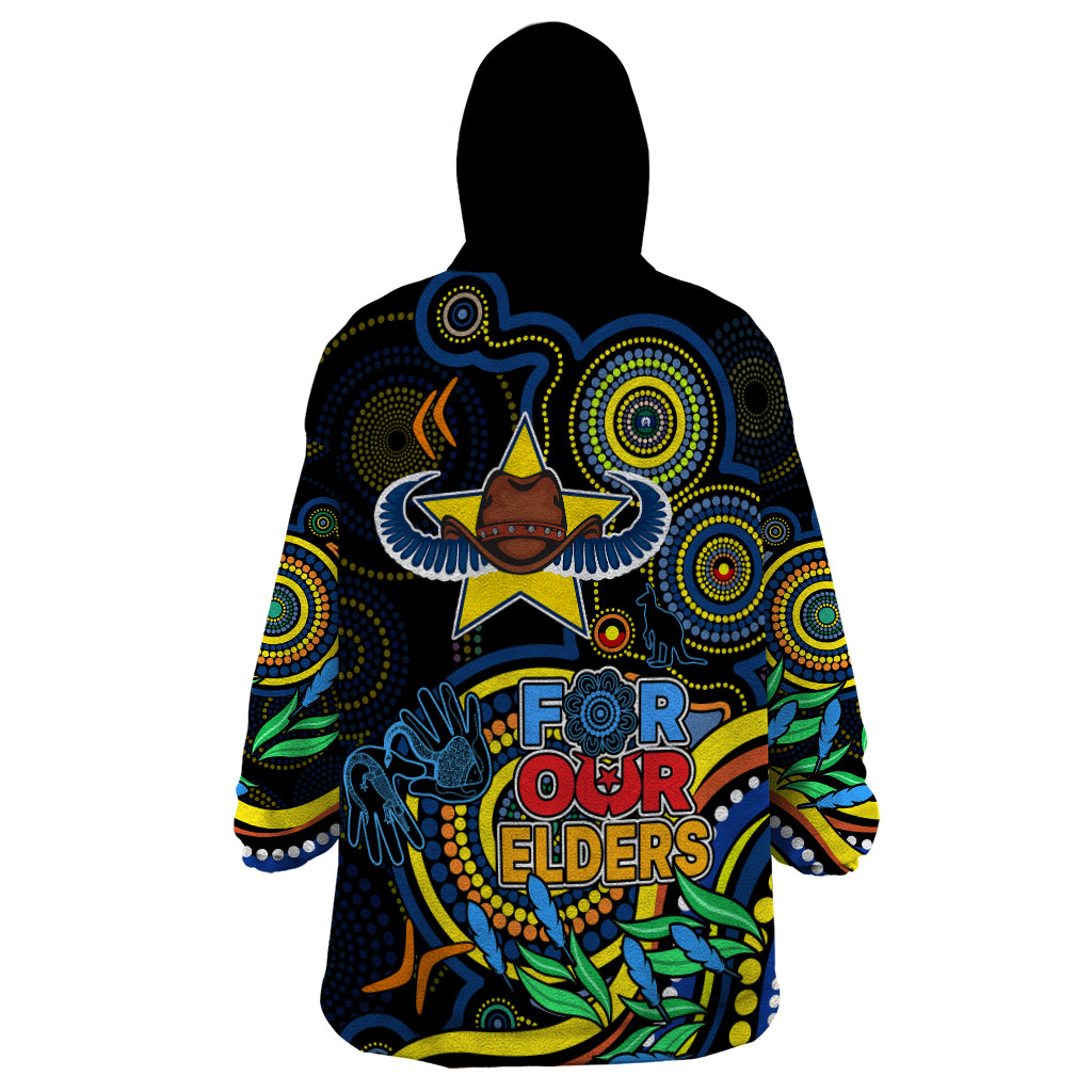 Cowboys Rugby Aboriginal Art Wearable Blanket Hoodie NAIDOC Indigenous Tribal - Vibe Hoodie Shop