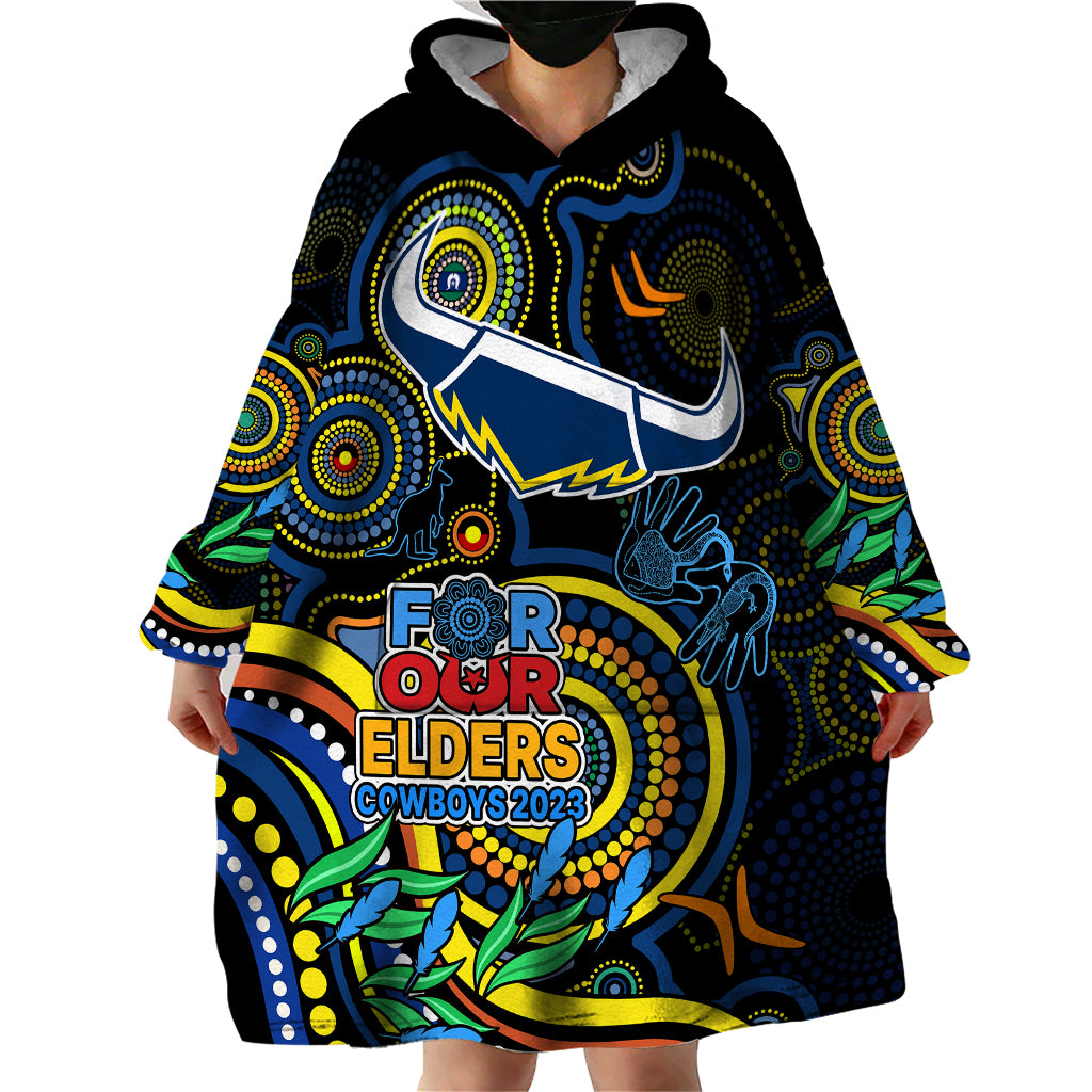 Cowboys Rugby Aboriginal Art Wearable Blanket Hoodie NAIDOC Indigenous Tribal - Vibe Hoodie Shop