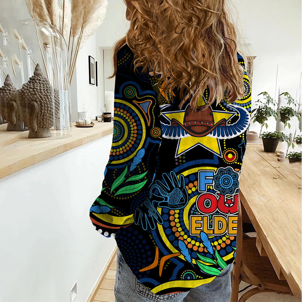 Cowboys Rugby Aboriginal Art Women Casual Shirt NAIDOC Indigenous Tribal - Vibe Hoodie Shop