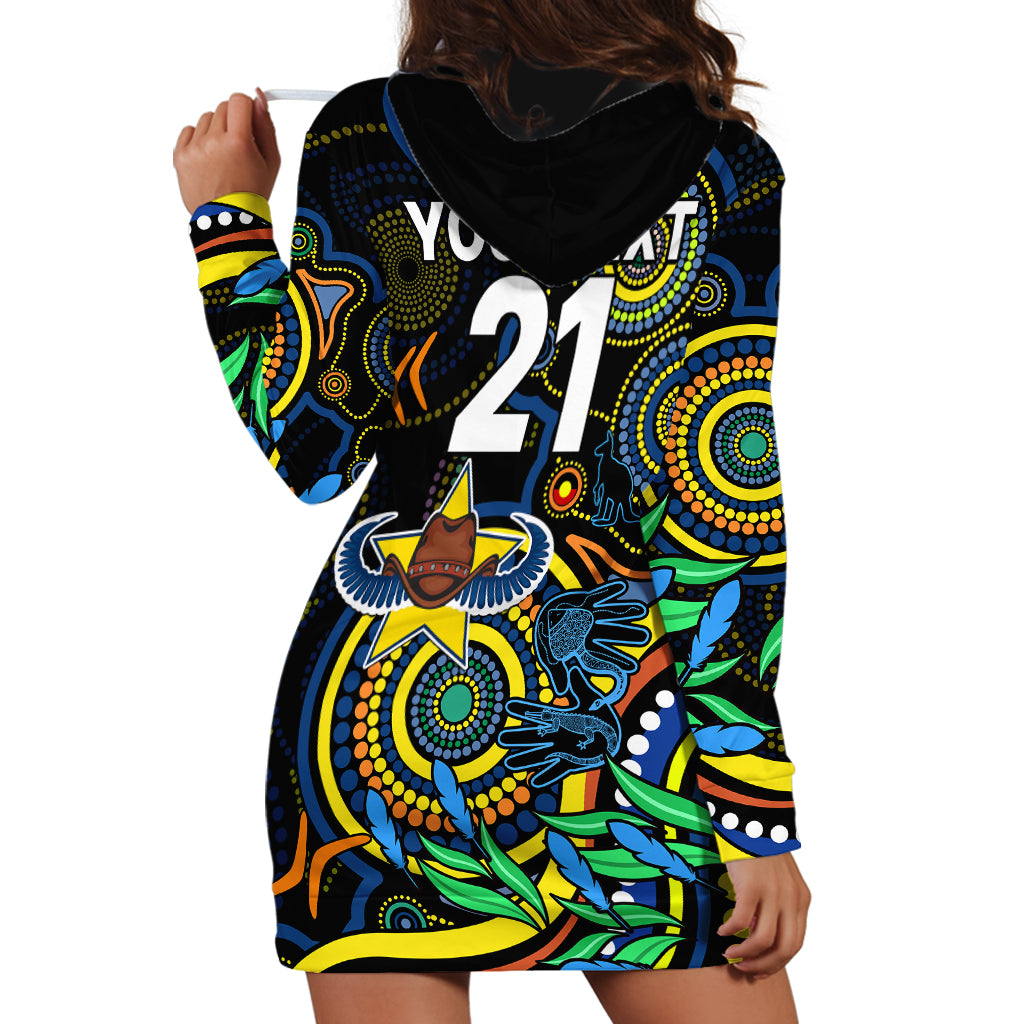 Custom Cowboys Rugby Aboriginal Art Hoodie Dress NAIDOC Indigenous Tribal - Vibe Hoodie Shop