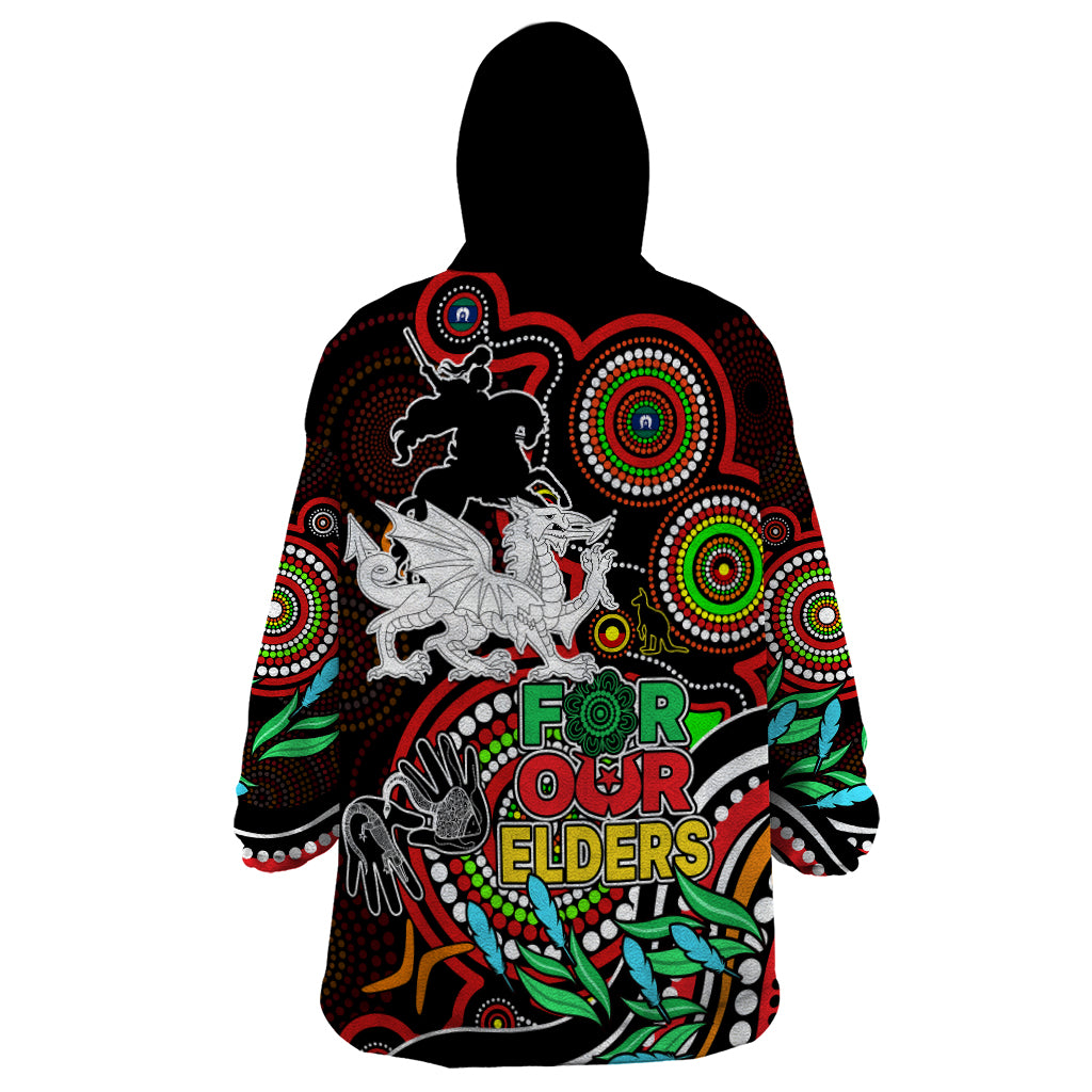 Dragons Rugby Aboriginal Art Wearable Blanket Hoodie NAIDOC Indigenous Tribal - Vibe Hoodie Shop