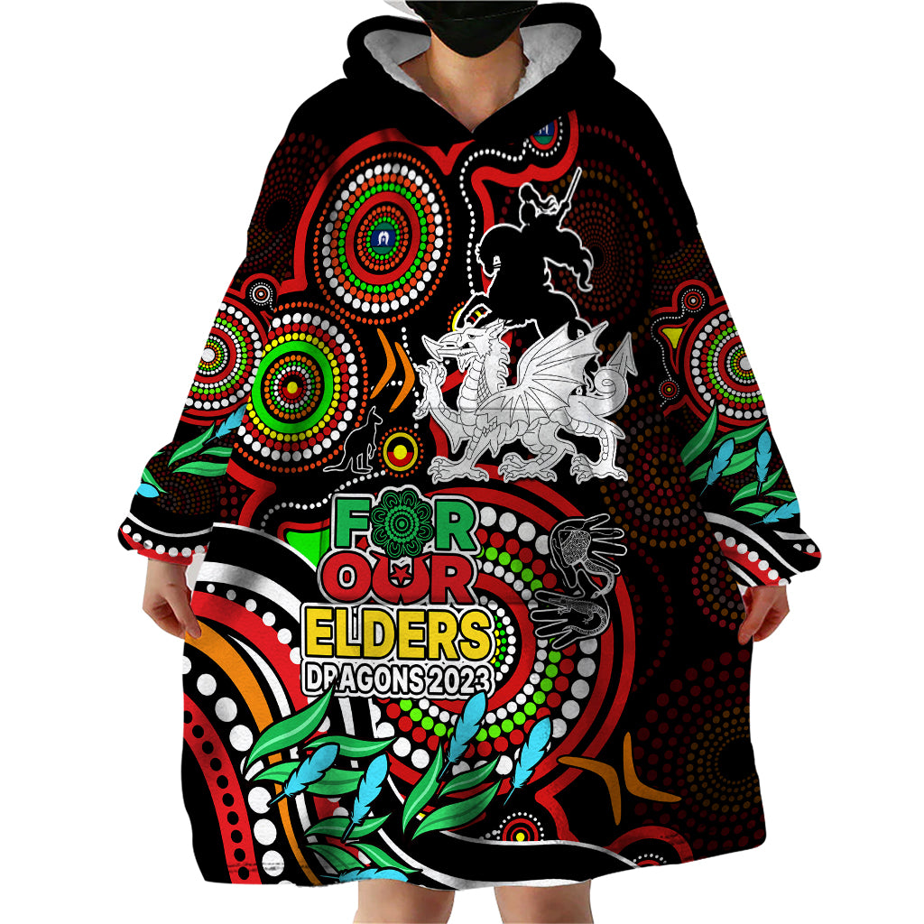 Dragons Rugby Aboriginal Art Wearable Blanket Hoodie NAIDOC Indigenous Tribal - Vibe Hoodie Shop