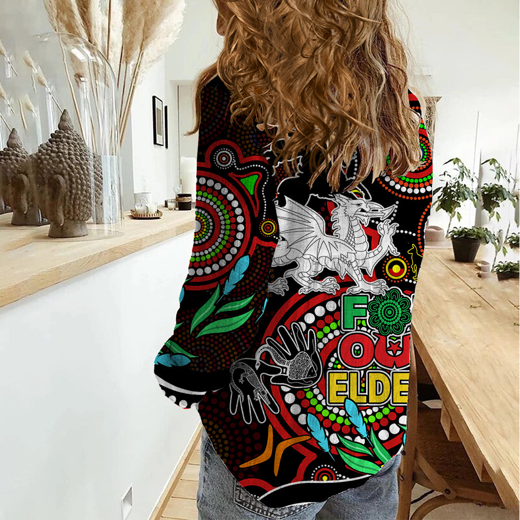 Dragons Rugby Aboriginal Art Women Casual Shirt NAIDOC Indigenous Tribal - Vibe Hoodie Shop