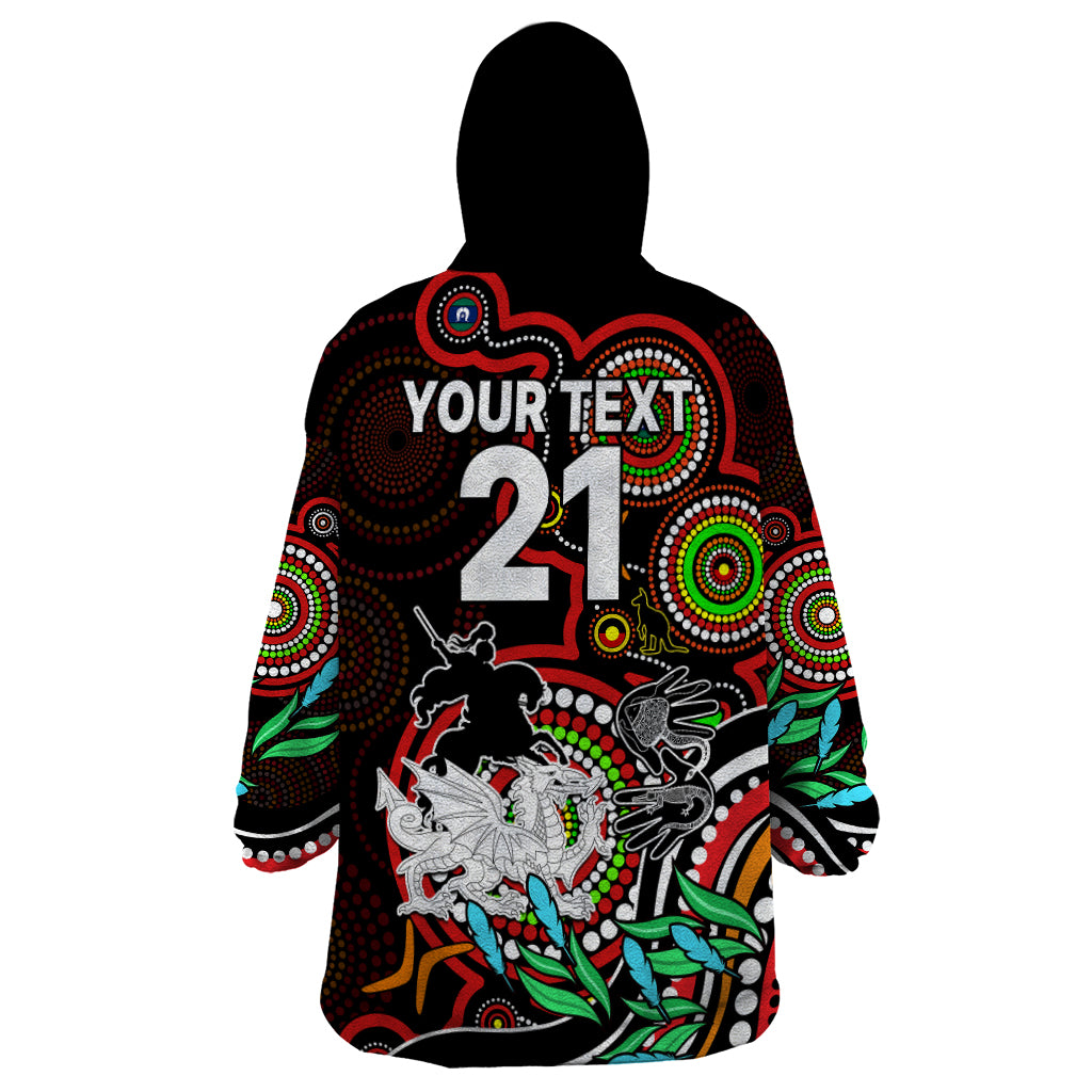 Custom Dragons Rugby Aboriginal Art Wearable Blanket Hoodie NAIDOC Indigenous Tribal - Vibe Hoodie Shop