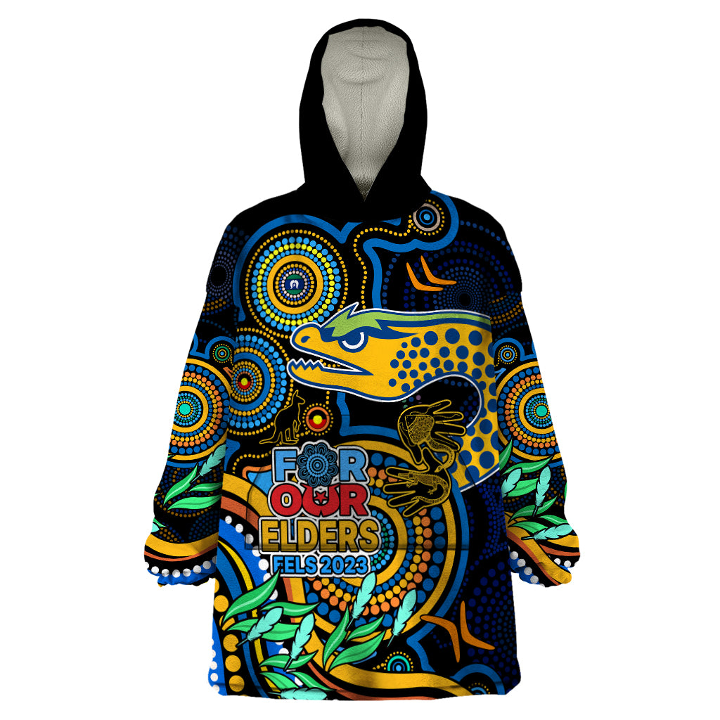 Eels Rugby Aboriginal Art Wearable Blanket Hoodie NAIDOC Indigenous Tribal - Vibe Hoodie Shop