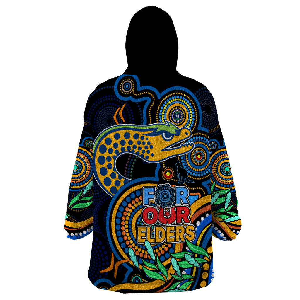 Eels Rugby Aboriginal Art Wearable Blanket Hoodie NAIDOC Indigenous Tribal - Vibe Hoodie Shop