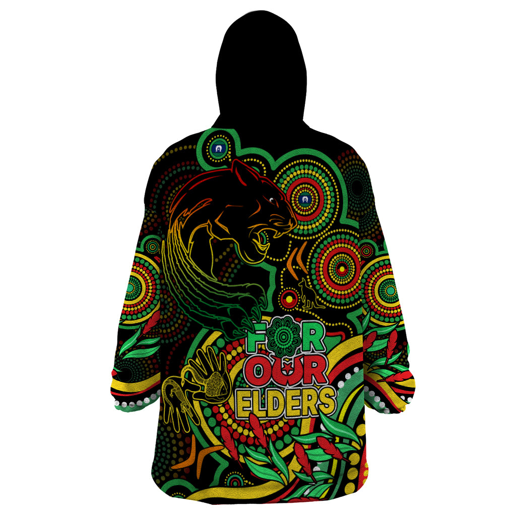 Panthers Rugby Aboriginal Art Wearable Blanket Hoodie NAIDOC Indigenous Tribal - Vibe Hoodie Shop