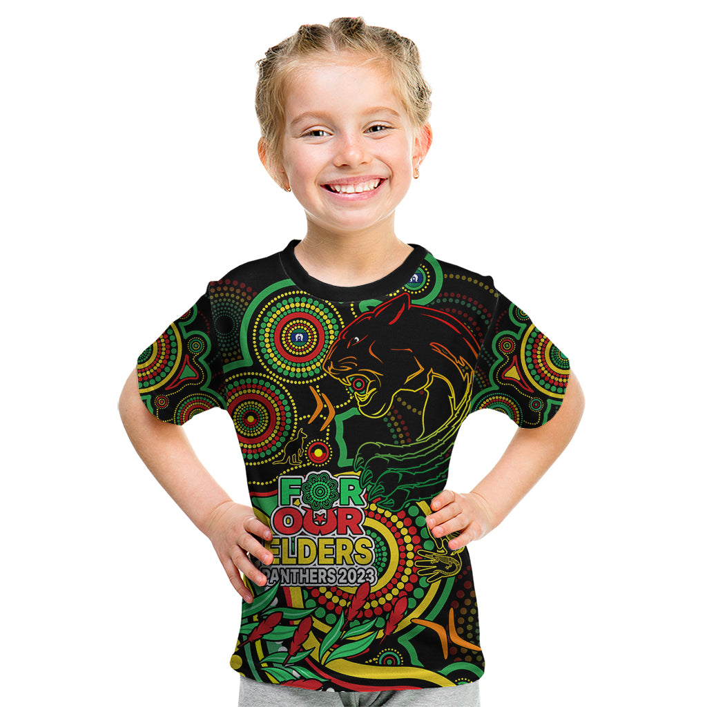 Custom Panthers Rugby Aboriginal Art Kid T Shirt NAIDOC Indigenous Tribal - Vibe Hoodie Shop