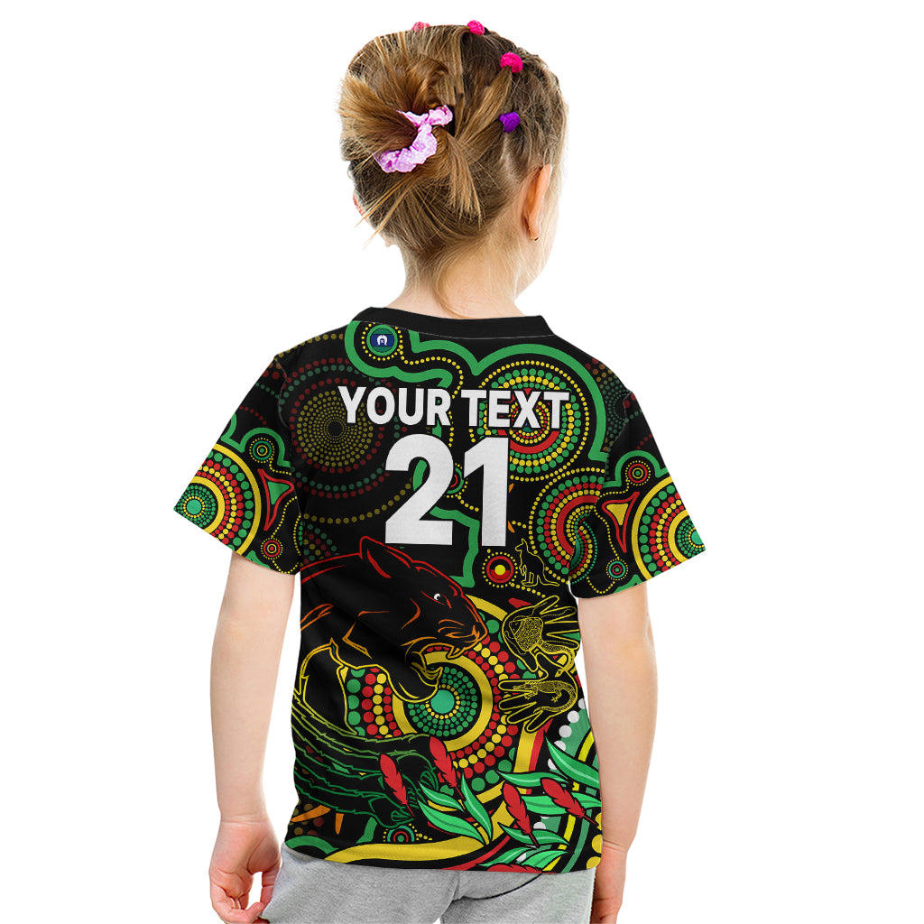 Custom Panthers Rugby Aboriginal Art Kid T Shirt NAIDOC Indigenous Tribal - Vibe Hoodie Shop