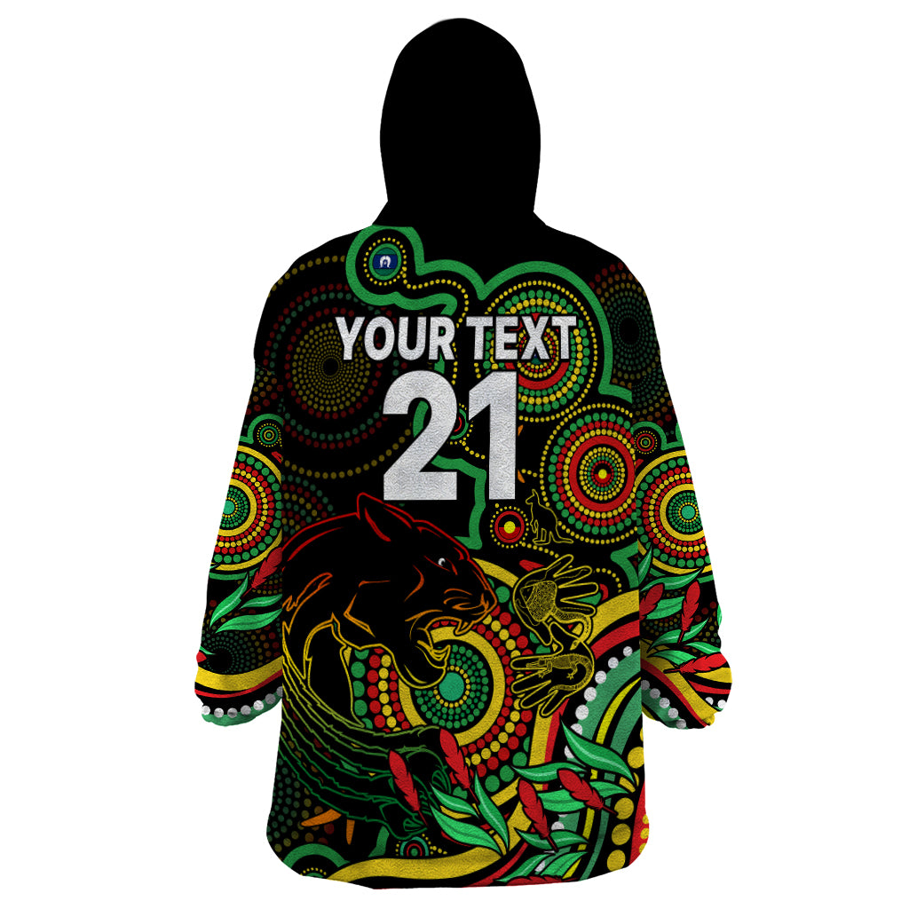 Custom Panthers Rugby Aboriginal Art Wearable Blanket Hoodie NAIDOC Indigenous Tribal - Vibe Hoodie Shop