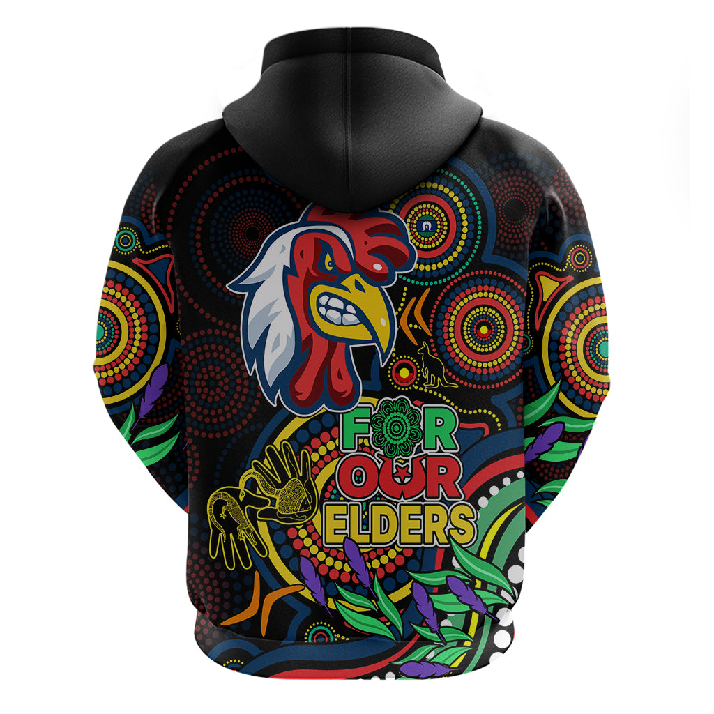 Roosters Rugby Aboriginal Art Hoodie NAIDOC Indigenous Tribal LT9 - Vibe Hoodie Shop