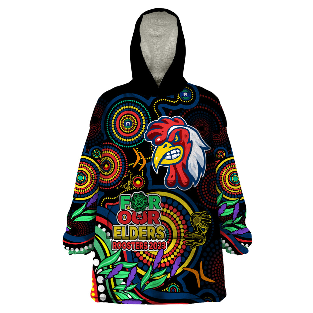 Roosters Rugby Aboriginal Art Wearable Blanket Hoodie NAIDOC Indigenous Tribal - Vibe Hoodie Shop