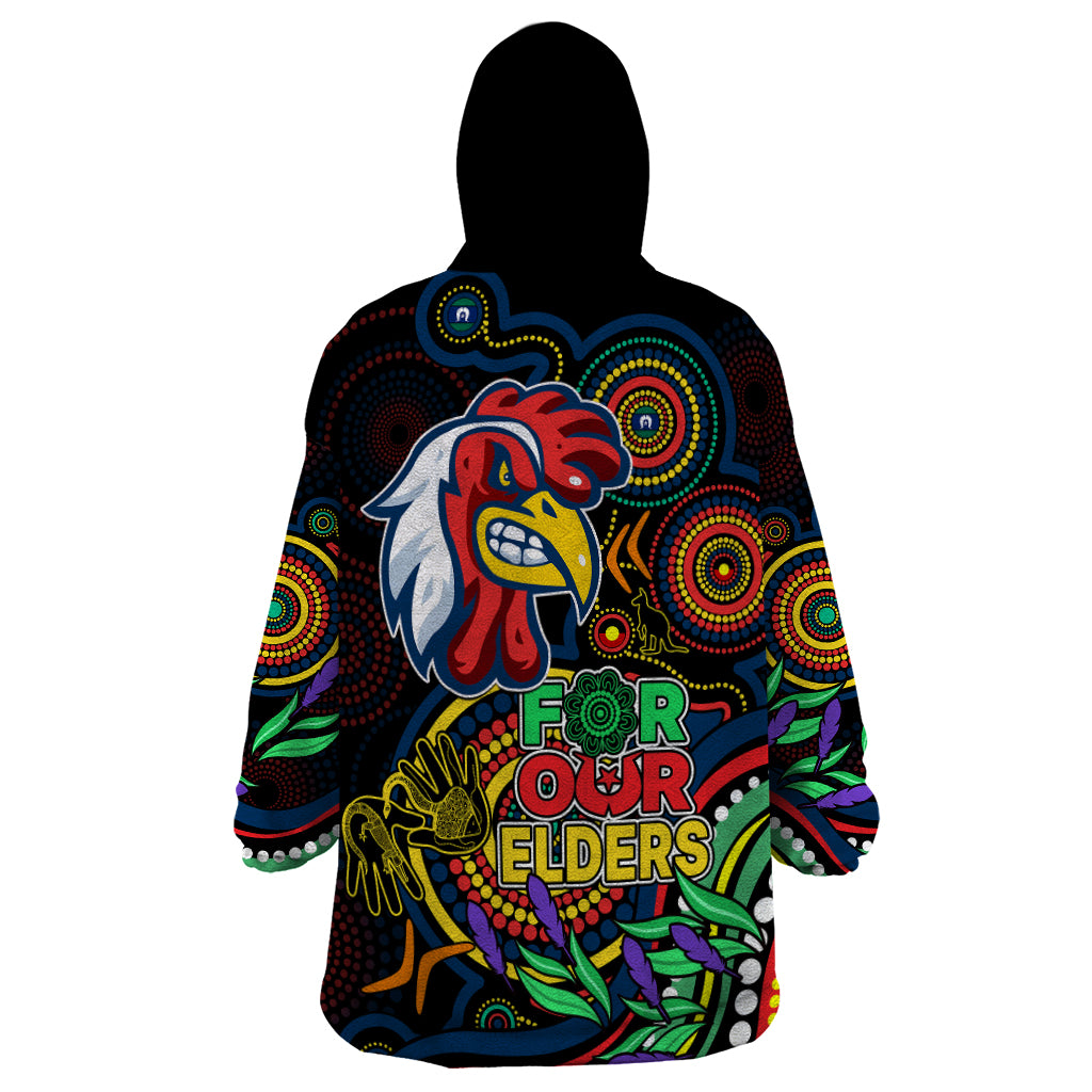 Roosters Rugby Aboriginal Art Wearable Blanket Hoodie NAIDOC Indigenous Tribal - Vibe Hoodie Shop