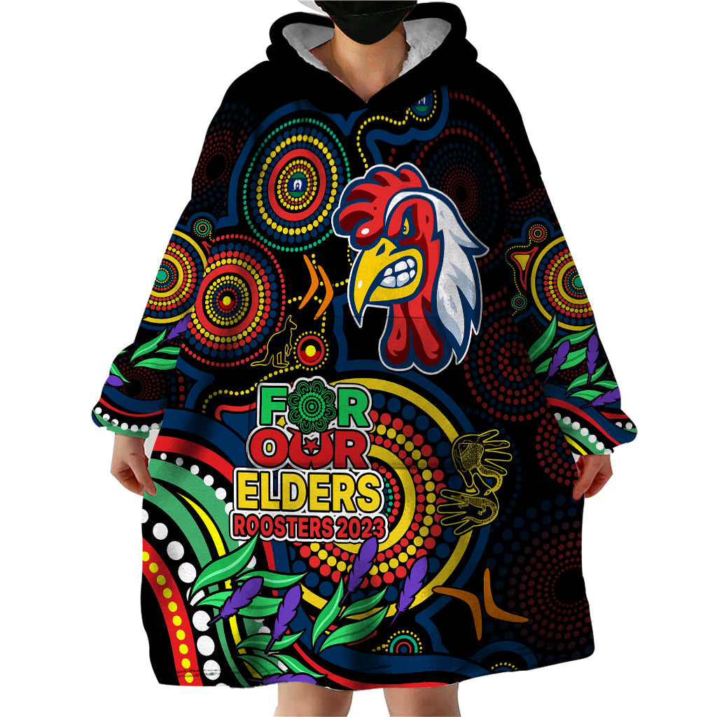 Roosters Rugby Aboriginal Art Wearable Blanket Hoodie NAIDOC Indigenous Tribal - Vibe Hoodie Shop