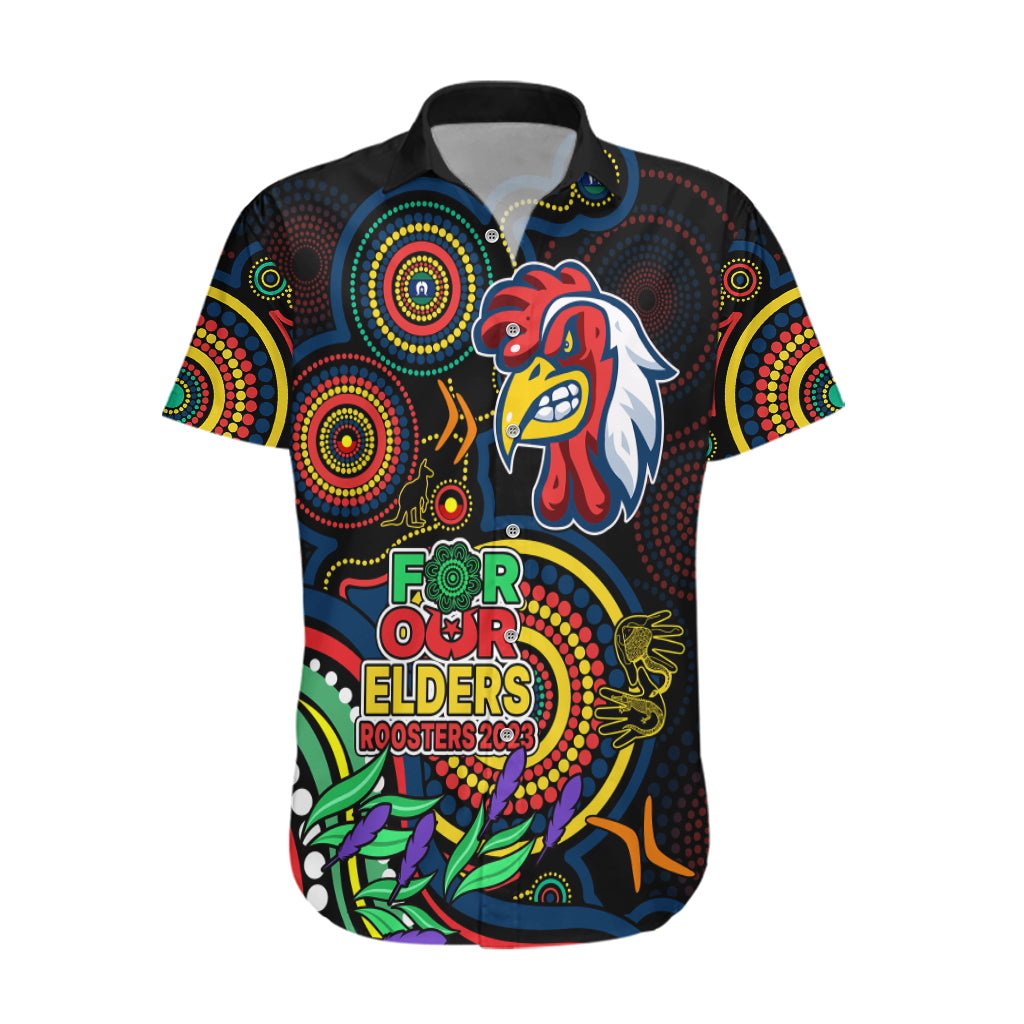 Custom Roosters Rugby Aboriginal Art Hawaiian Shirt NAIDOC Indigenous Tribal - Vibe Hoodie Shop