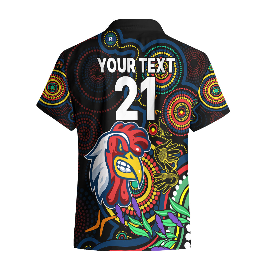 Custom Roosters Rugby Aboriginal Art Hawaiian Shirt NAIDOC Indigenous Tribal - Vibe Hoodie Shop