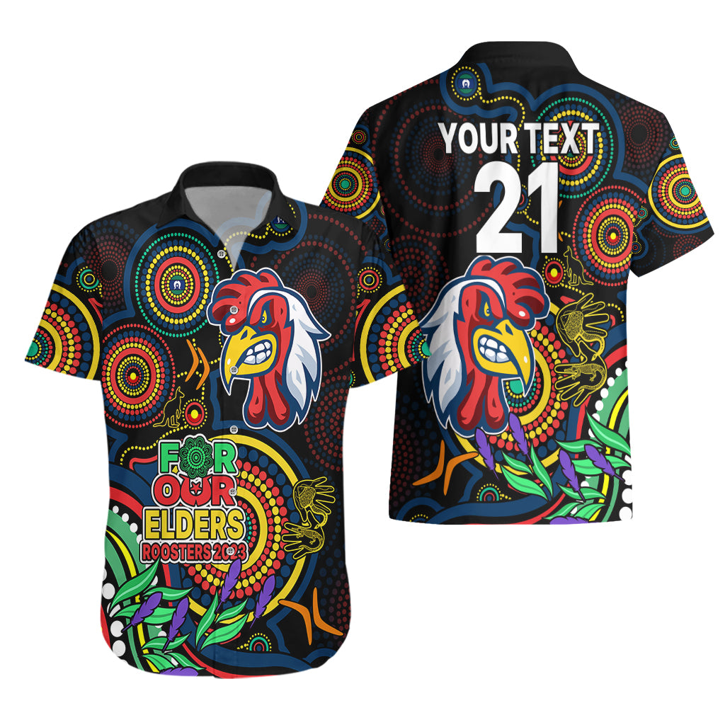 Custom Roosters Rugby Aboriginal Art Hawaiian Shirt NAIDOC Indigenous Tribal - Vibe Hoodie Shop