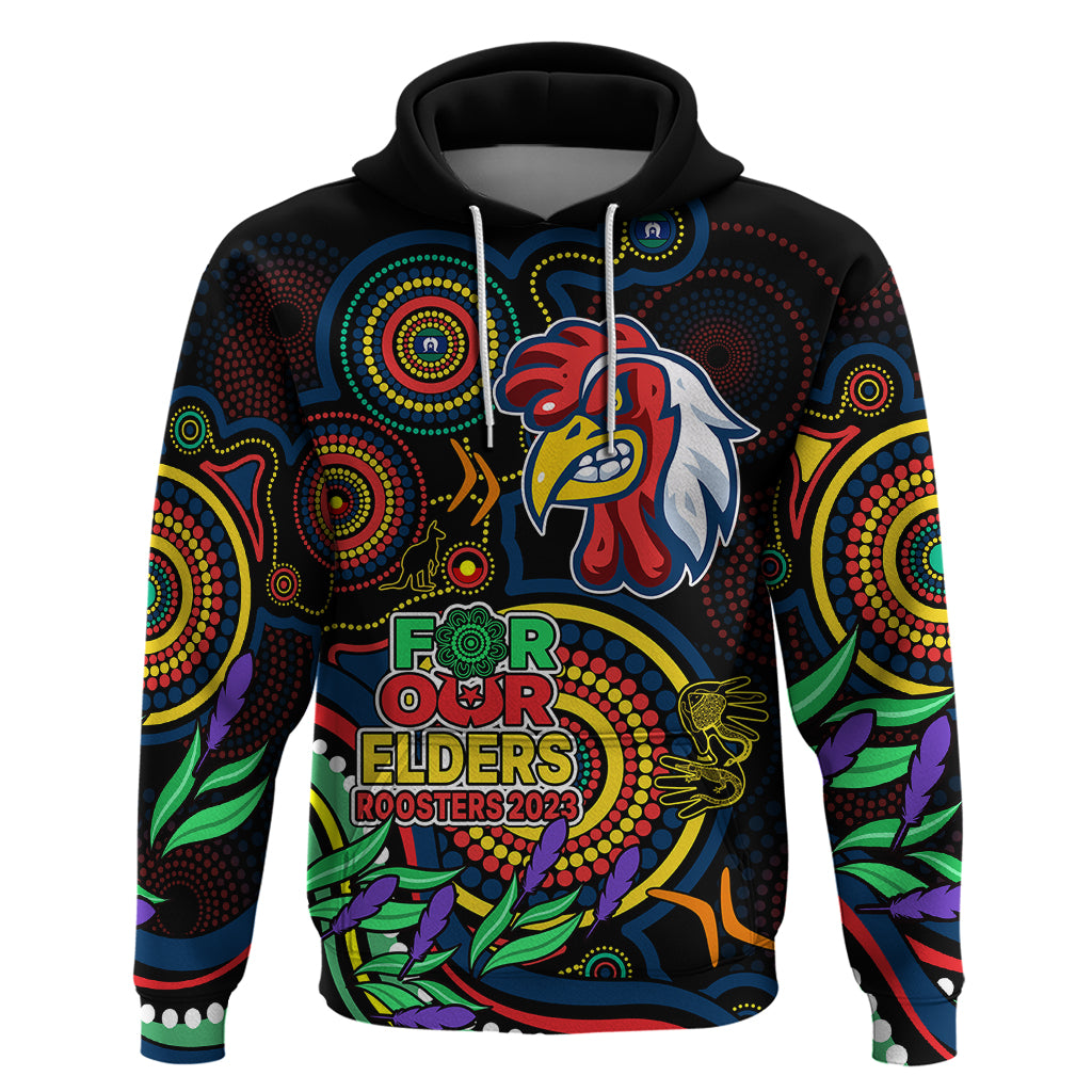 Custom Roosters Rugby Aboriginal Art Hoodie NAIDOC Indigenous Tribal LT9 - Vibe Hoodie Shop