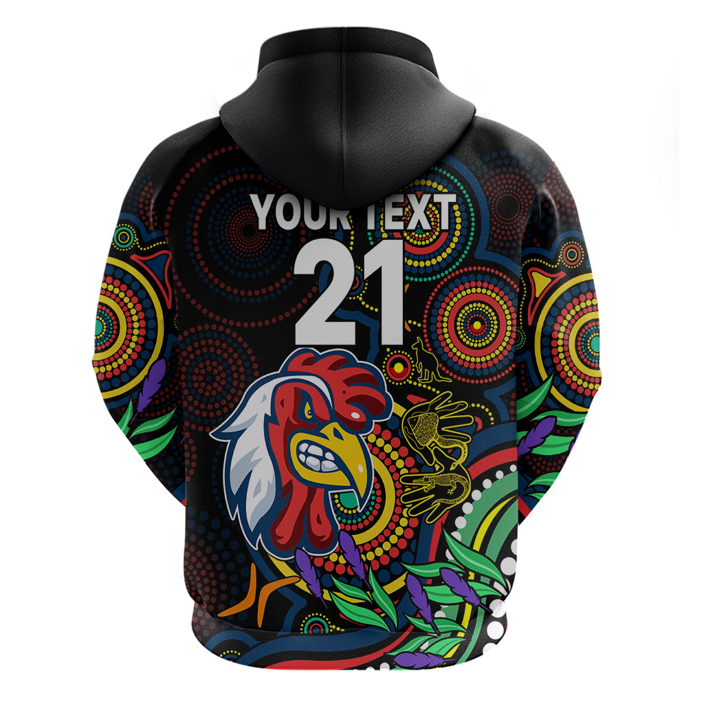 Custom Roosters Rugby Aboriginal Art Hoodie NAIDOC Indigenous Tribal LT9 - Vibe Hoodie Shop