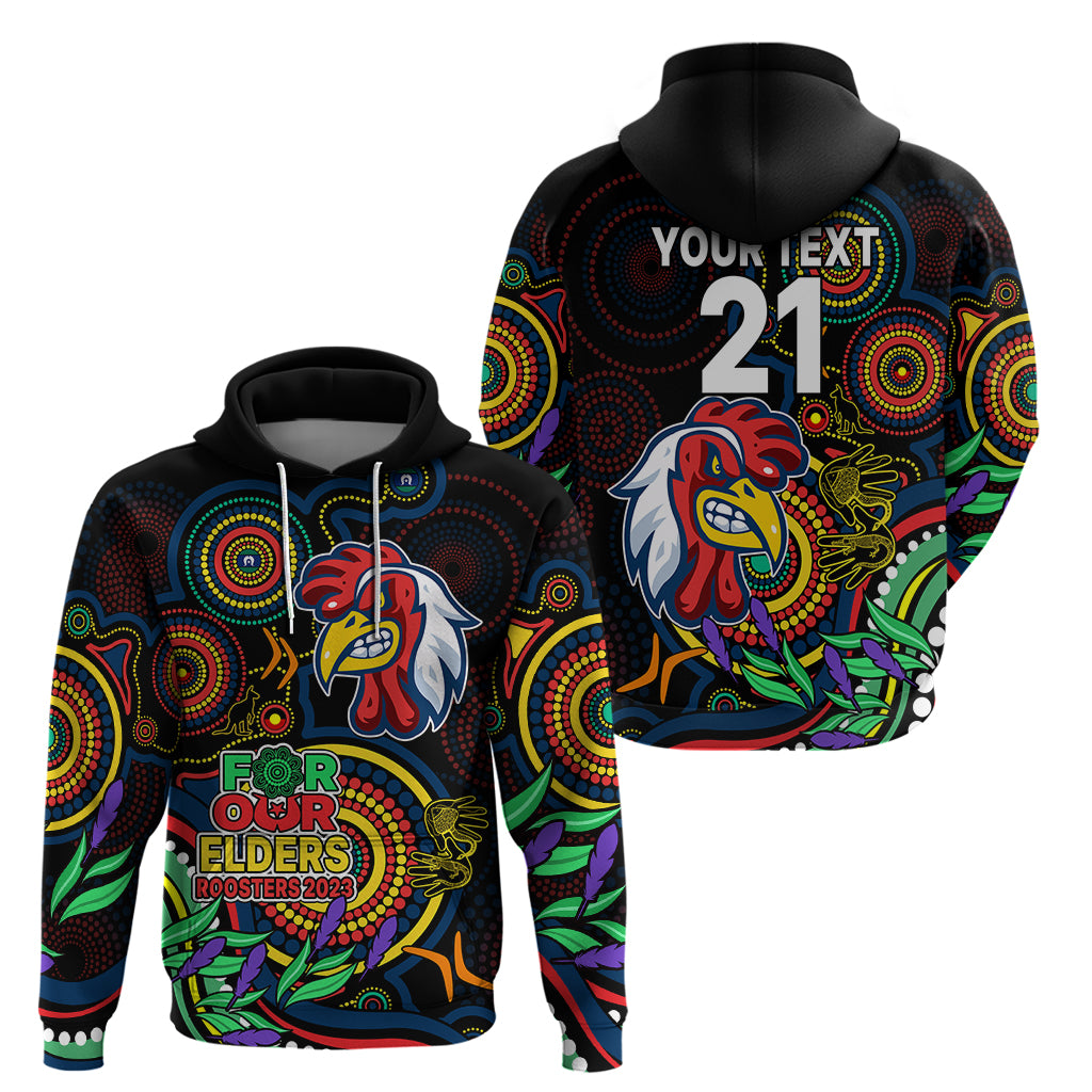 Custom Roosters Rugby Aboriginal Art Hoodie NAIDOC Indigenous Tribal LT9 - Vibe Hoodie Shop