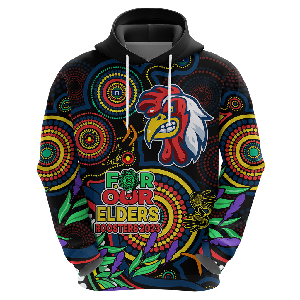 Custom Roosters Rugby Aboriginal Art Hoodie NAIDOC Indigenous Tribal LT9 - Vibe Hoodie Shop