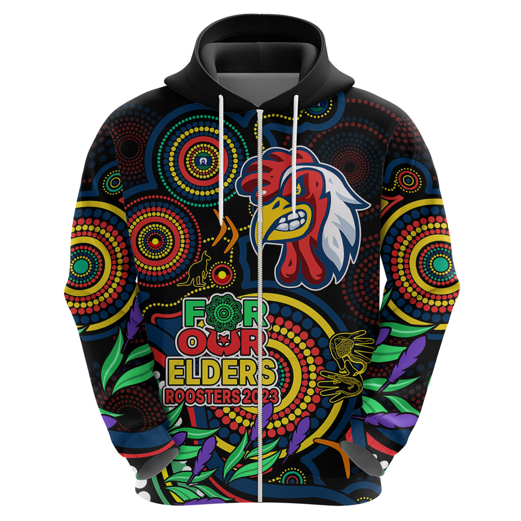 Custom Roosters Rugby Aboriginal Art Hoodie NAIDOC Indigenous Tribal LT9 - Vibe Hoodie Shop