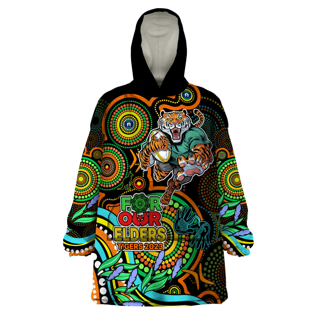 Tigers Rugby Aboriginal Art Wearable Blanket Hoodie NAIDOC Indigenous Tribal - Vibe Hoodie Shop